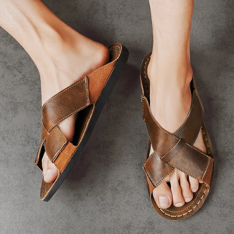 Adriano Leather Slides