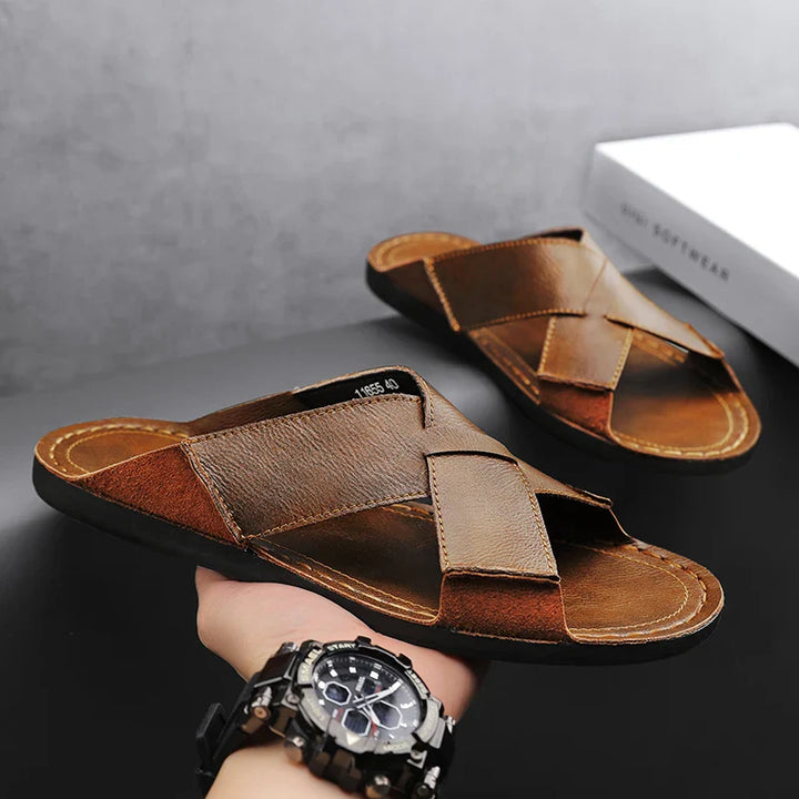 Adriano Leather Slides