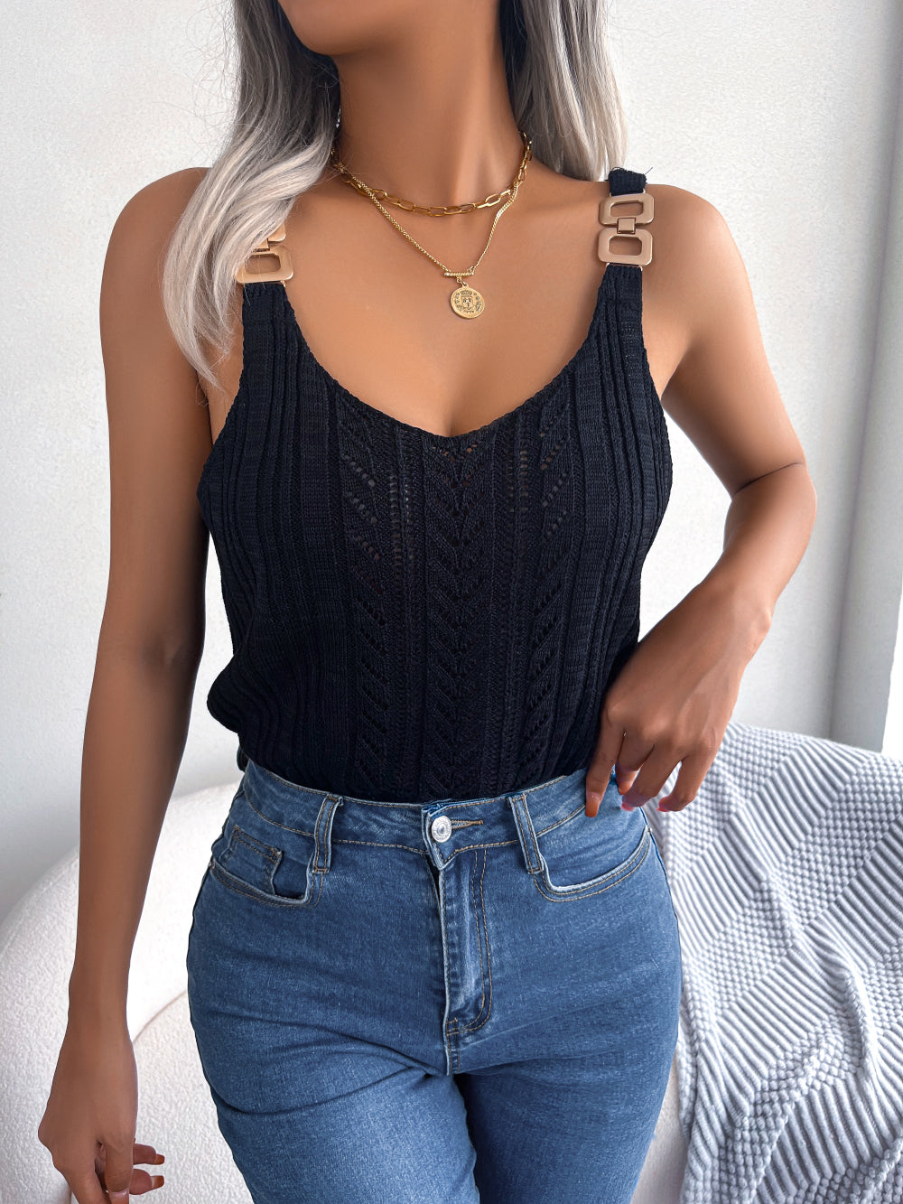 Noemi Pointelle Knit Top