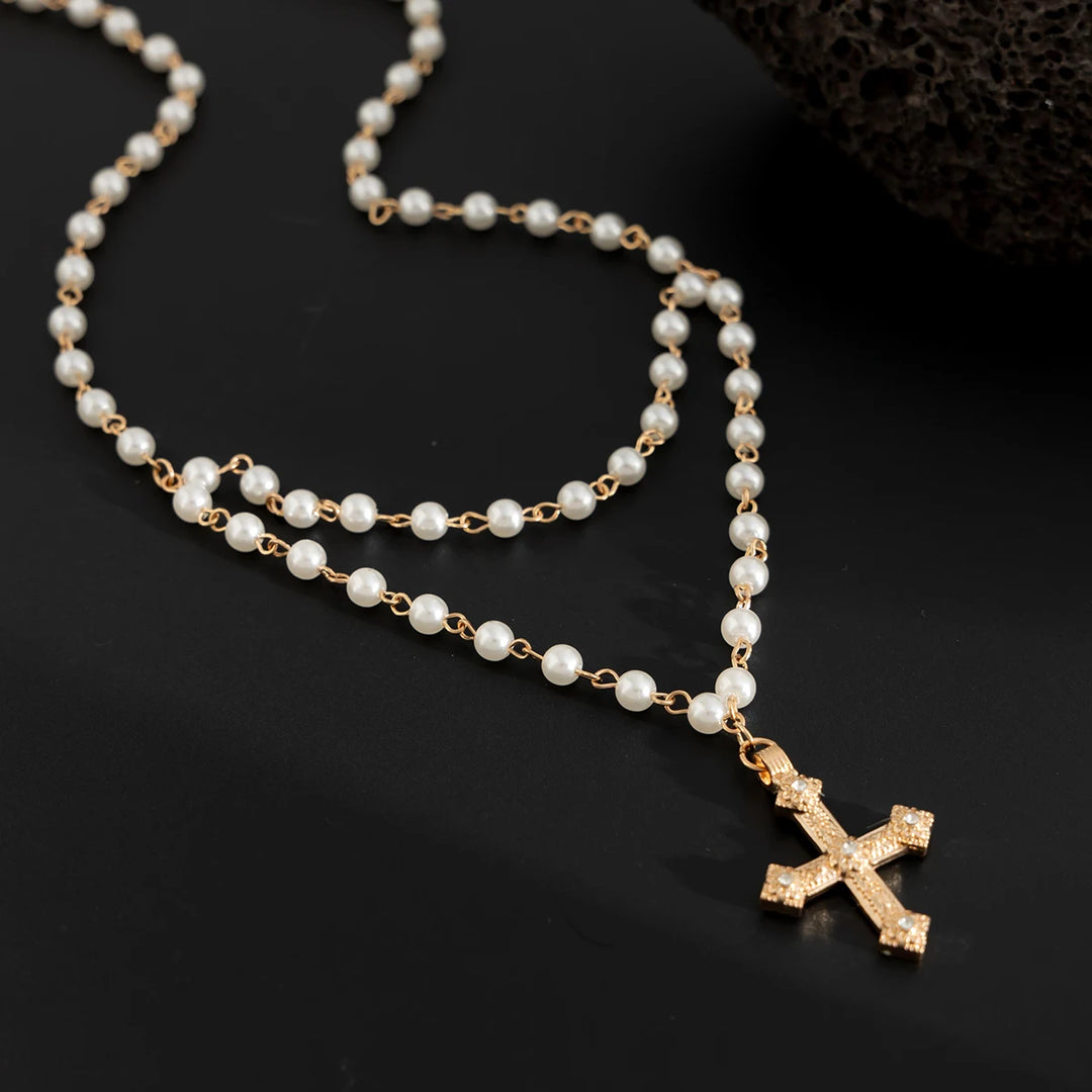 Matteo Pearl Cross Necklace